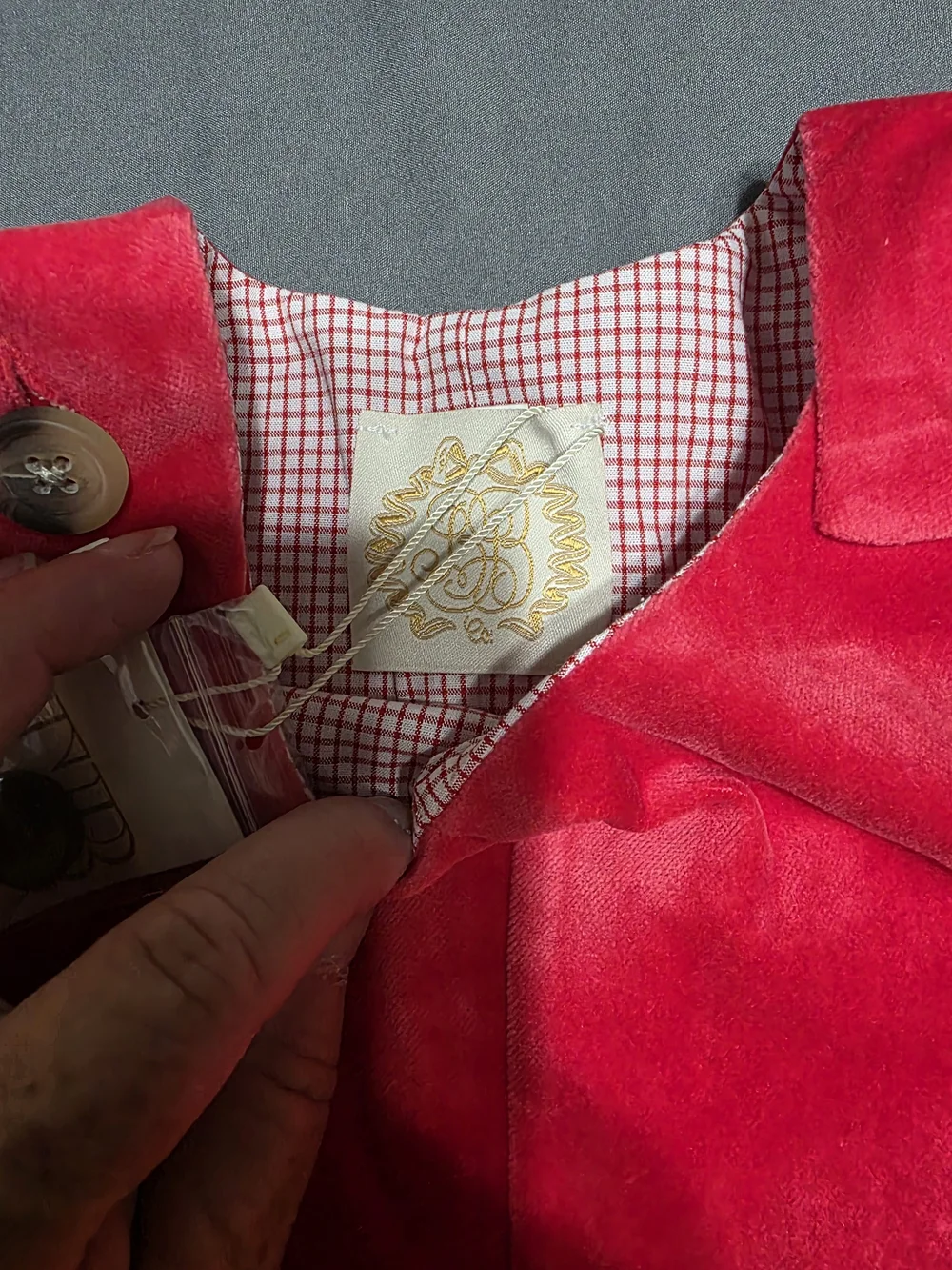 The Beaufort Bonnet Company Bright Pink Velvet Overall Romper